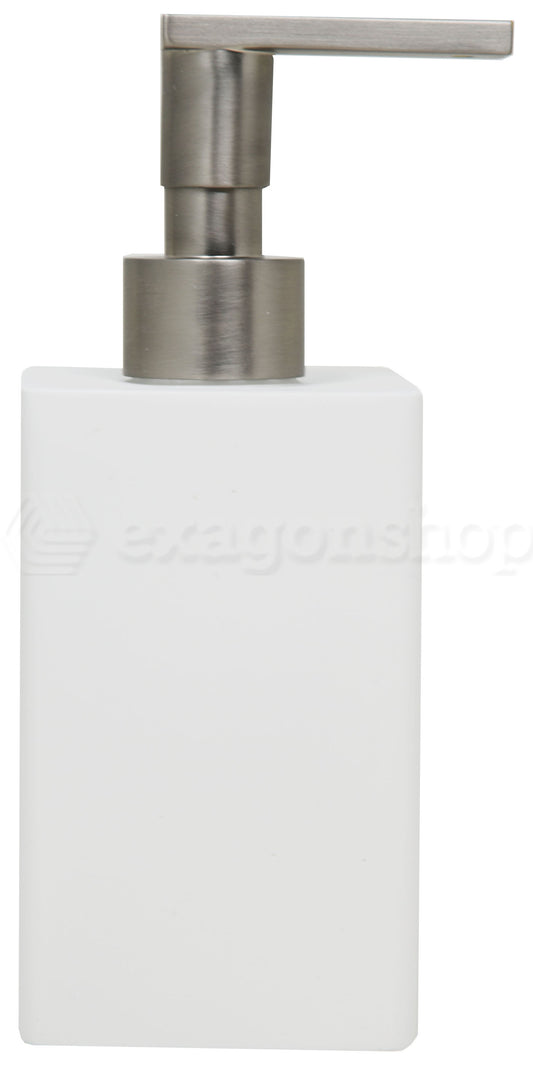 Bertocci Fly Dispenser Sapone Liquido In Resina Bianca Con pompetta nichel matt