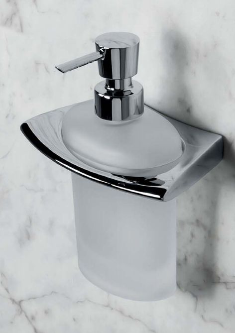 Colombo Land Dispenser spandisapone da Parete in Vetro in vetro acidato e naturale montato a parete, vista del design e...