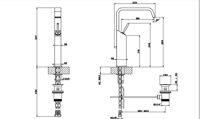 Gessi Rettangolo Xl Miscelatore Lavabo Bianco 298 Bianco Xl Cromo, vista frontale su sfondo bianco