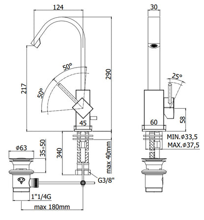 Paffoni Level miscelatore lavabo monocomando senza scarico cromo Lea878