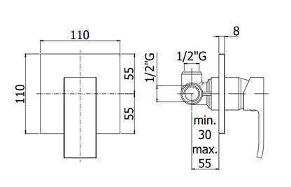 Paffoni Level Lec010 miscelatore doccia incasso con piastra in ABS cromo