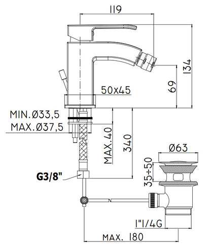 Paffoni Level Les131 Miscelatore bidet Moncomando Senza Piletta Cromo