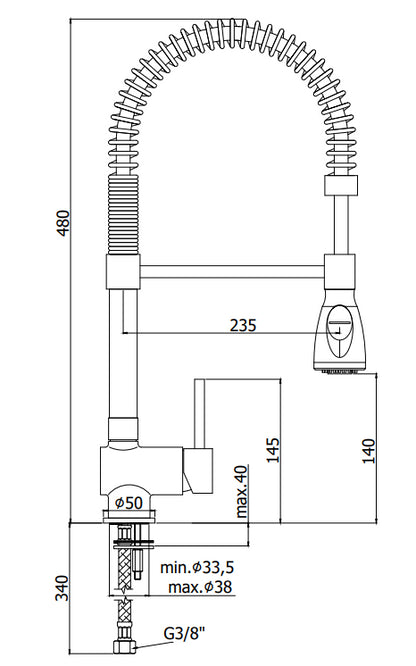 Paffoni Stick Sk177 Miscelatore Lavello Professionale Con Braccio Erogazione Flessibile con doccia 2 getti in abs Cromo