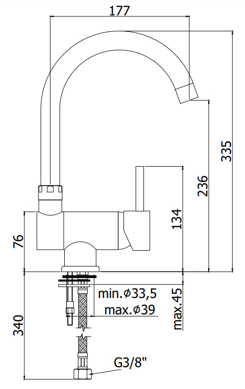 Paffoni Stick Sk189 Miscelatore lavello inclinabile Monocomando per apertura finestra Cromo