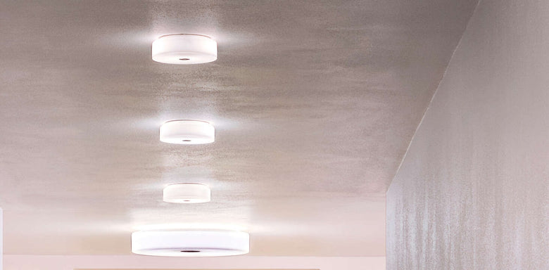 Flos Mini Button Lampada a Parete o soffitto 14 cm bianco spenta, dettaglio del corpo lampada e dei materiali