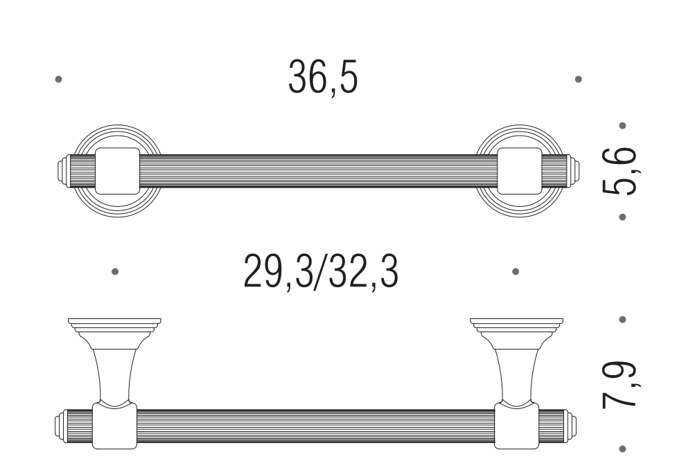 Colombo Hermitage Portasciugamani 35 cm cromo b3309, vista laterale del profilo a muro - Colombo Design