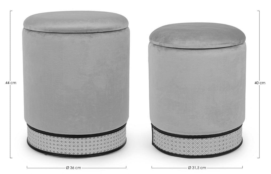 Bizzotto Milena Set 2 Pouf Contenitori effetto velluto visto dall'alto, composizione e proporzioni - Andrea Bizzotto