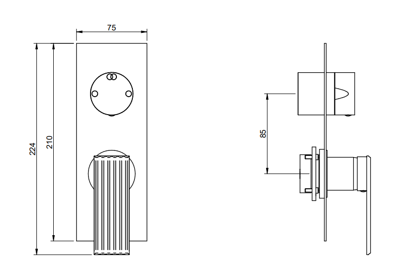 Disegno tecnico con quote di Treemme Los RWIT2AA2CC02 miscelatore monocomando con Cromo Lucido - Rubinetterie Treemme