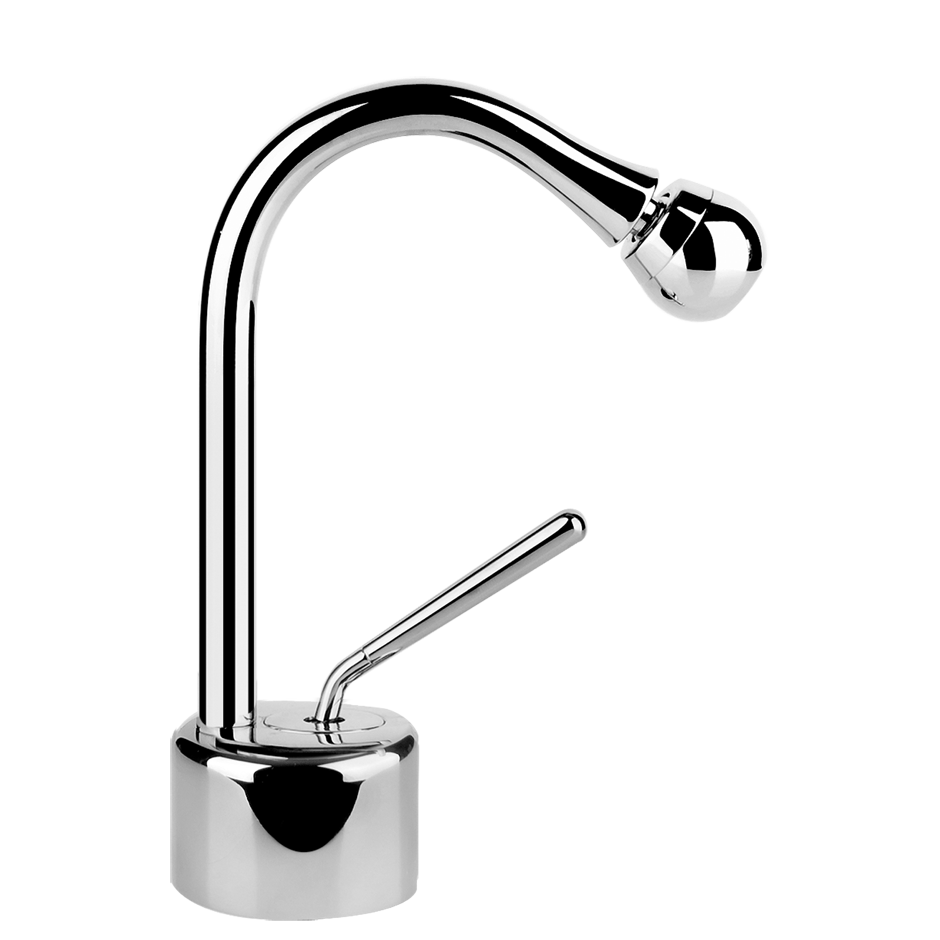 Gessi Goccia Miscelatore Bidet Senza Scarico Cromo, vista frontale della maniglia e della bocca di erogazione