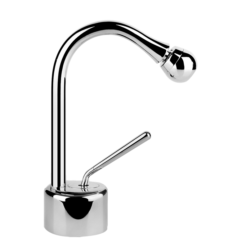 Gessi Goccia Miscelatore Bidet Senza Scarico Cromo, vista frontale della maniglia e della bocca di erogazione
