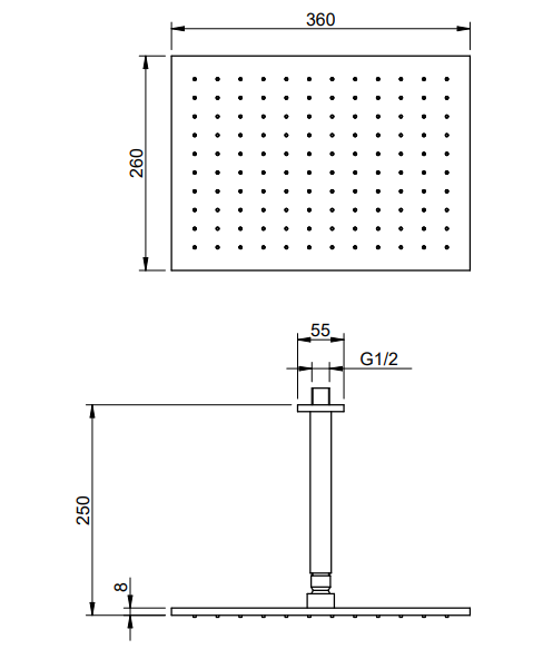 Treemme Arche soffione 36x26 doccia a soffitto anticalcare cromo