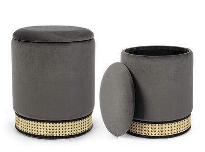 Bizzotto Milena set 2 pouf contenitore effetto velluto grigio scuro 0720694