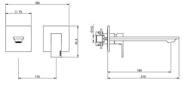 Treemme Q30 RWIT4BC5CC01 miscelatore lavabo incasso 185 mm cromo