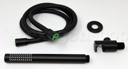 Elliot Kit Doccia Tondo con doccetta flessibile antitorsione 150 cm e presa acqua in ottone nero opaco