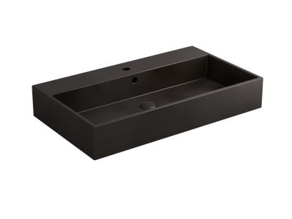 Cielo Smile lavabo 80x46 monoforo rettangolare sospeso o da appoggio con troppo pieno in ceramica lavagna