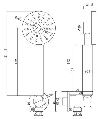Doccetta tonda 8 cm con flessibile antitorsione 150 cm cromo Smart