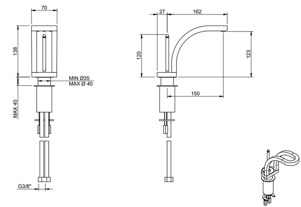 Treemme Philo IT7011CCPDZZ miscelatore monocomando lavabo 122mm cromo