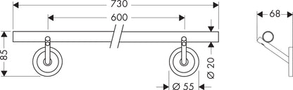 Porta Salviette 73 cm a muro Cromo Hansgrohe AXOR Starck 40806000