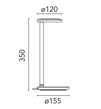 Flos Oblique Qi Lampada scrivania Marrone Opaco 09.8310.DW spenta, dettaglio del corpo lampada e dei materiali