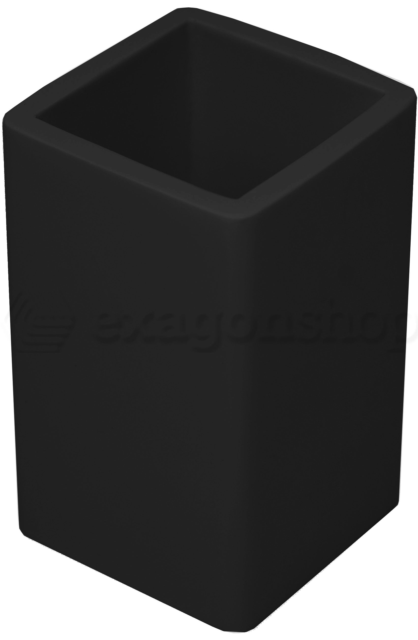Bertocci Fly portaspazzolini In Solid Surface nero, dettaglio ravvicinato del materiale e dell'aggancio