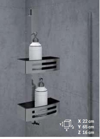 Cestino Doppio per box doccia con appendino e vaschette estraibili bianco cromo R90CESTE0E Novellini