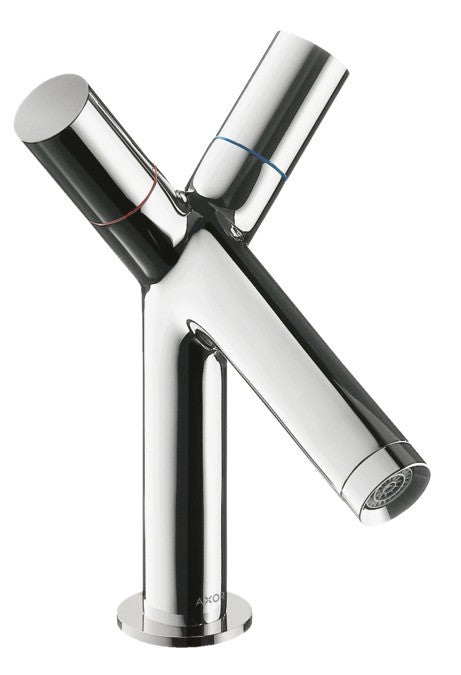 Hansgrohe Starck Gruppo lavabo Monoforo a due maniglie Cromo, vista frontale su sfondo bianco