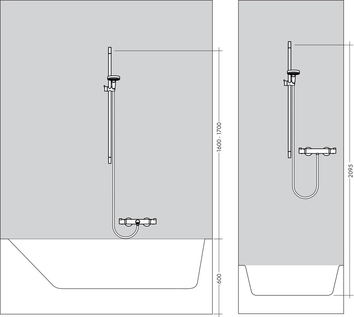 Asta vasca doccia 65 cm Vario con portasapone Hansgrohe Cromo, componenti inclusi smontati: corpo incasso, placca e rosone
