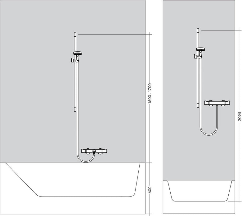 Asta vasca doccia 65 cm Vario con portasapone Hansgrohe Cromo, componenti inclusi smontati: corpo incasso, placca e rosone