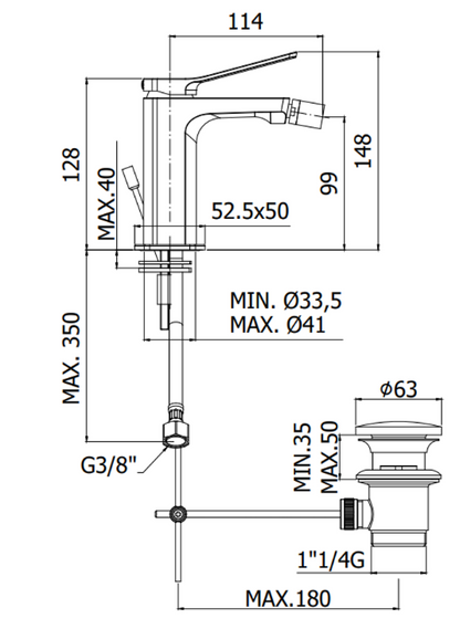 Paffoni Tilt set rubinetteria lavabo e bidet senza scarico con miscelatore doccia incasso nero opaco