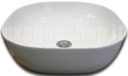 Mobile bagno bianco opaco 70x46 cannettati Urbino con ciotola da appoggio quadra in ceramica e due cassetti