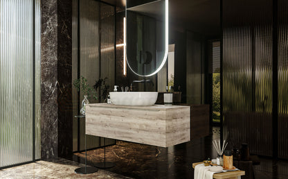 Mobile Bagno Rovere 120x50 Amalfi Con Un Cassetto e Lavabo da appoggio in ceramica