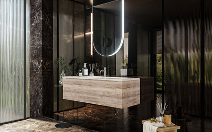 Mobile Bagno Rovere 120x50 Amalfi un Cassetto E Lavabo Integrato In Mineralmarmo