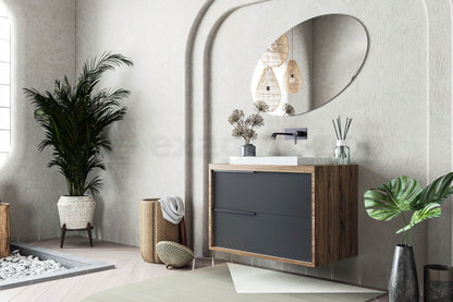 Mobile bagno 100x47 Urban noce antracite due cassetti con lavabo semintegrato