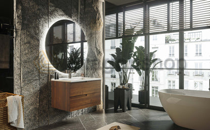 Mobile bagno noce 70x46 Sorrento con maniglia sinistra e lavabo in ceramica