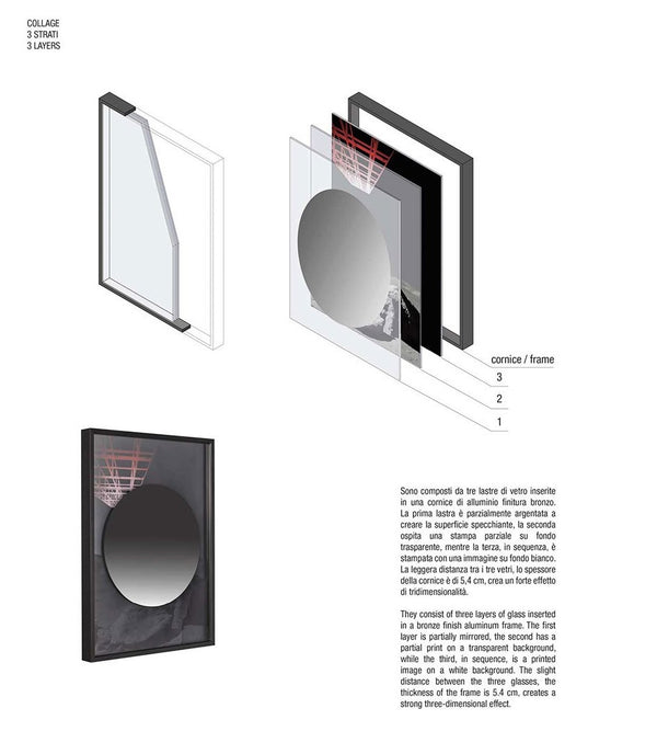 Specchio54x75 a tre Strati con Cornice In Alluminio Collage355 Antonio Lupi Design