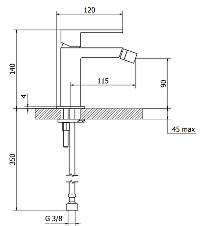 Teorema Pillar Coppia Miscelatori Lavabo Alto e Bidet scarico click clack Nero Opaco