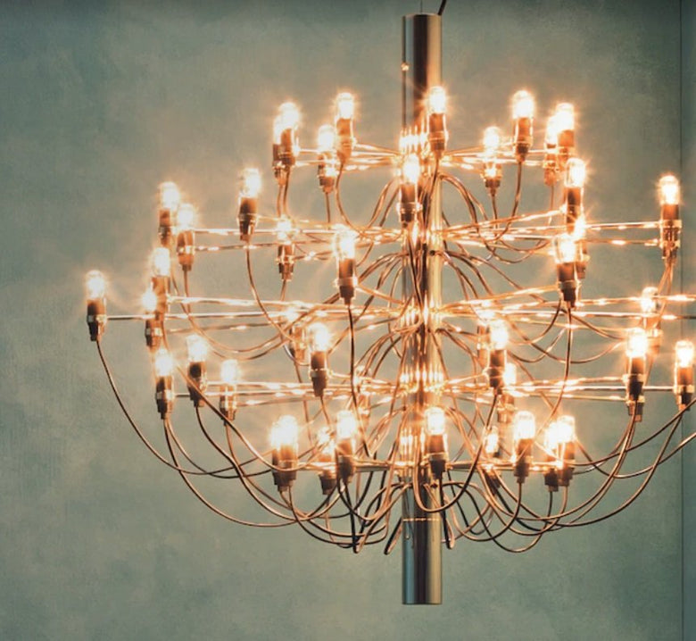 Flos 2097/50 Frosted Bulbs Lampadario 100 cm bulbi opachi, vista posteriore con attacco elettrico