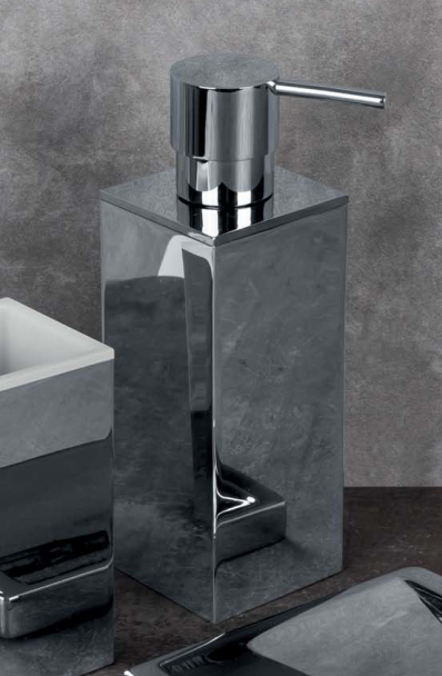 Colombo Look Dispenser portasapone liquido da Appoggio in in ottone e cromato montato a parete, vista del design e della...