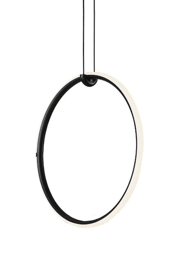 Flos Arrangements Round Small Lampada 40 cm a sospensione Nero Opaco in alluminio accesa in ambiente, design e diffusione...