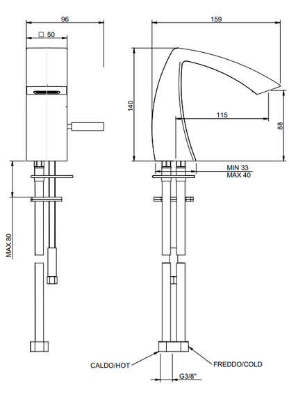 Treemme Arche IT0222CCAHZZ miscelatore bidet monocomando con leva stick cromo