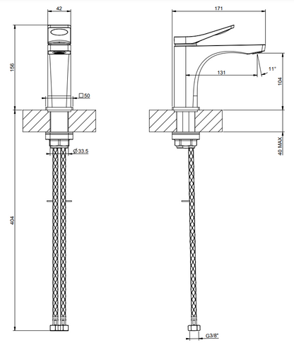 Gessi Rilievo Miscelatore Lavabo senza scarico cromo 59006