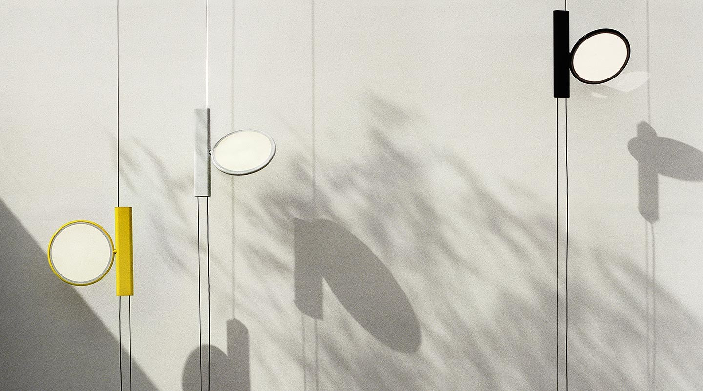 Flos Ok Lampada sospesa da interno Bianco spenta, dettaglio del corpo lampada e dei materiali