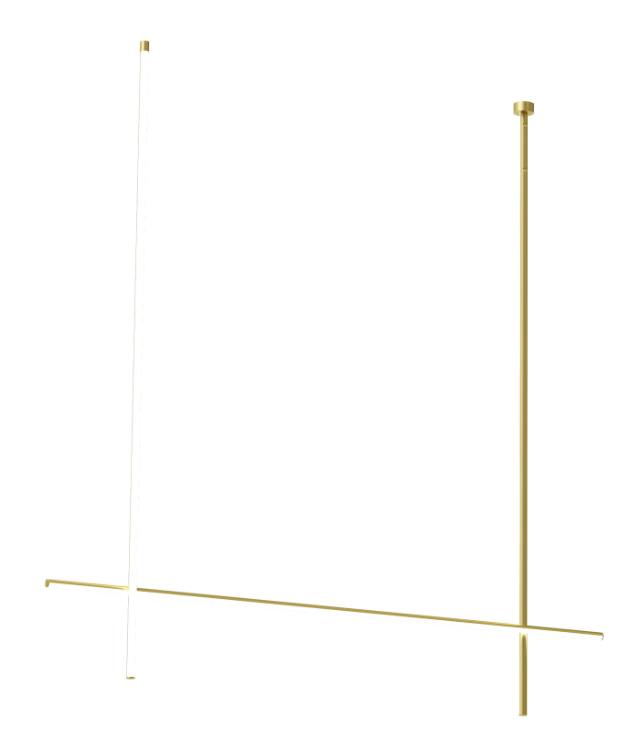 Flos Coordinates Ceiling Long 2 CLIII Lampada a sospensione Champagne Anodizzato in alluminio accesa in ambiente, design...