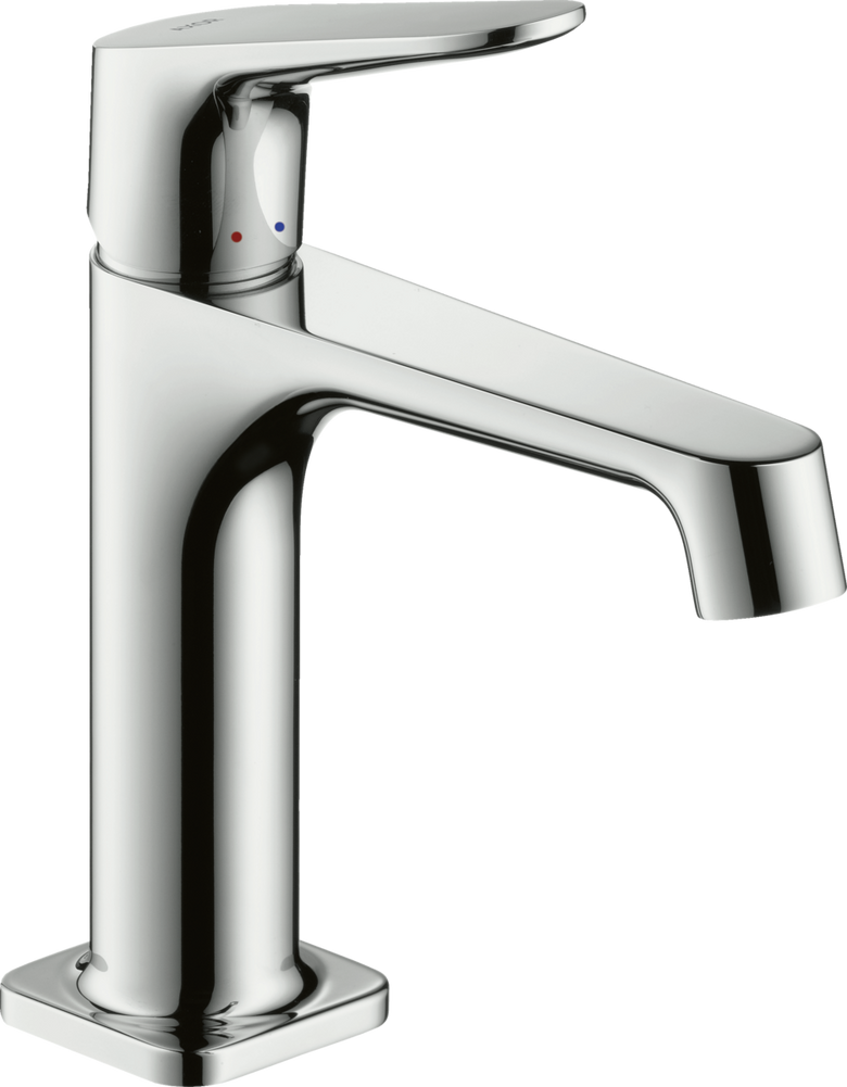 Hansgrohe Citterio M Miscelatore Lavabo 100 con salterello, vista frontale su sfondo bianco