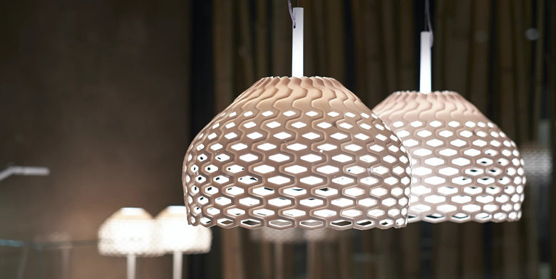 Flos Tatou Suspension 2 Lampada 50 cm a sospensione Bianco, particolare del diffusore luminoso