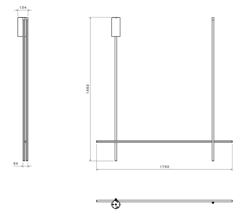 Flos Coordinates Ceiling Long 2 CLIII Lampada a sospensione spenta, dettaglio del corpo lampada e dei materiali