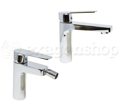 Bridge coppia miscelatori monocomando per lavabo e bidet cromo
