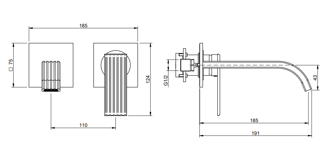 Treemme Los miscelatore lavabo 185 mm senza parte incasso Cromo Lucido ambientato su piano bagno con accessori...