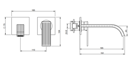 Treemme Los miscelatore lavabo 185 mm senza parte incasso cromo RWIT2AC5CC04