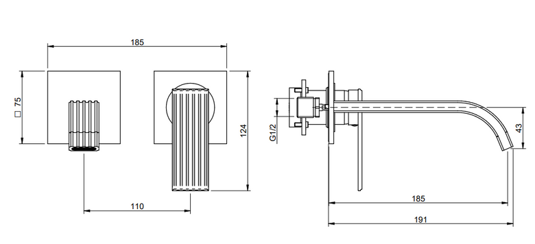 Treemme Los miscelatore lavabo 185 mm senza parte incasso Cromo Lucido ambientato su piano bagno con accessori...